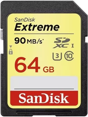 SanDisk SDXC 64GB Extreme 90MB/s, UHS-I, Class 10/U3
