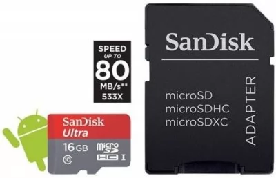 SANDISK microSDHC Ultra 16GB 80MB/s Class 10
