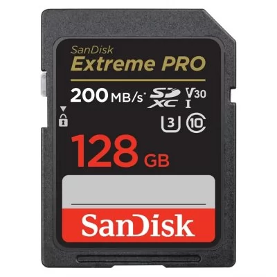 SanDisk Extreme PRO 128 GB SDXC Memory Card 200 MB/s 90 MB/s, UHS-I, Class 10, U3, V30