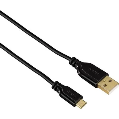 Hama micro USB kabel Flexi-Slim, oboustranný konektor, 0,75 m, černý