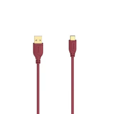Hama kabel USB-C 2.0 A vidlice - typ C vidlice, 0,75m, FLEXISLIM ČERVENÝ