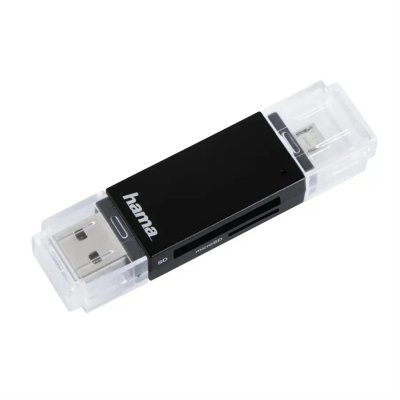 Hama usb 2,0 OTG čtečka karet Basic SD/microSD, černá