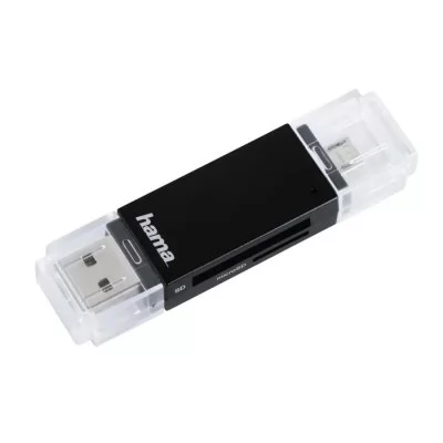 Hama usb 2,0 OTG čtečka karet Basic SD/microSD, černá