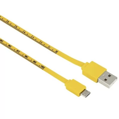 Hama micro USB kabel Metr, 1 m, měřítko, žlutý