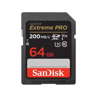 SanDisk Extreme PRO 64GB SDXC Memory Card 200MB/s  90MB/s, UHS-I, Class 10, U3, V30