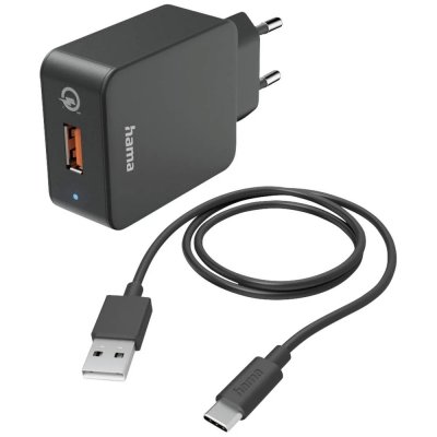 Hama set: rychlá USB nabíječka QC 3.0 19,5 W   kabel USB A-C 1,5 m